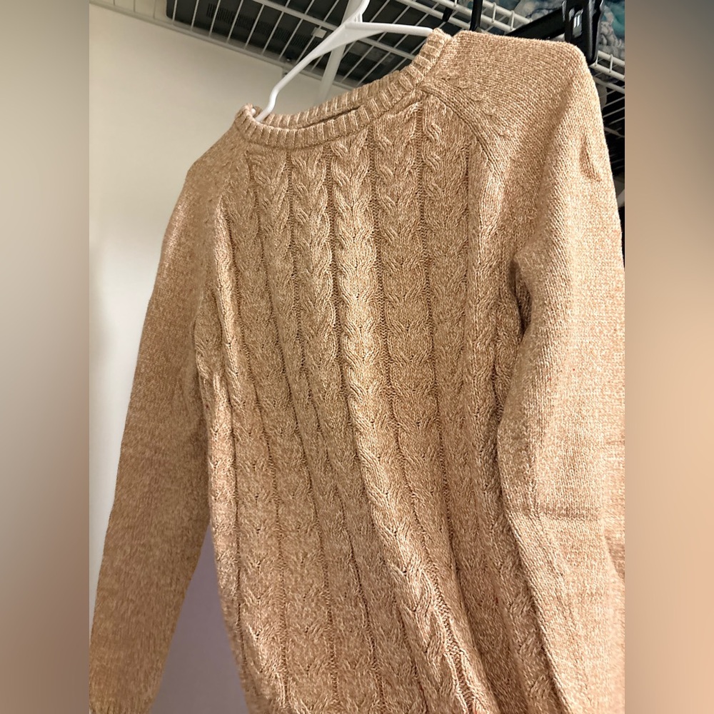 Lands' End Drifter Cable Knit Sweater - Tan Beige - Size S (6-8)